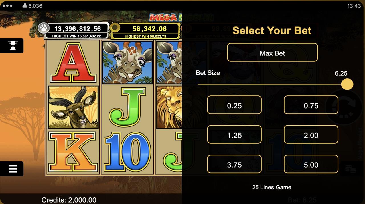 Free spins counter shown above the Mega Moolah reels
